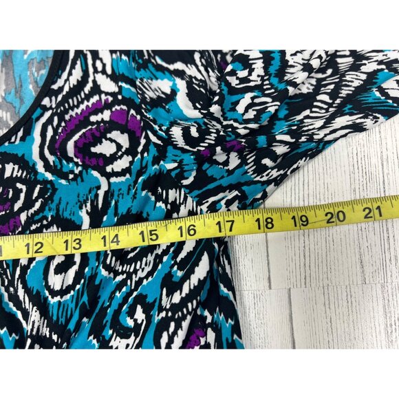 INC Womens X-Large Multicolor Abstract Print 3/4 Sleeve Top With Scoop Neck - Picture 4 of 13